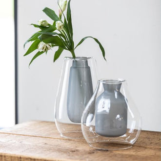 Suspended Round Grey Vase - Planters, Vases & Bowls