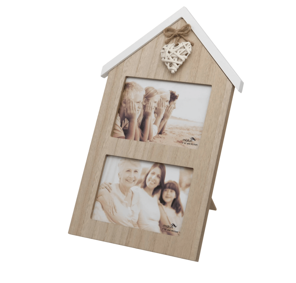 Woven Heart Wooden Double Photo Frame - Outlet - Save 20%