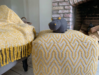 Yellow Herringbone Mohair Throw - Soft Furnishings